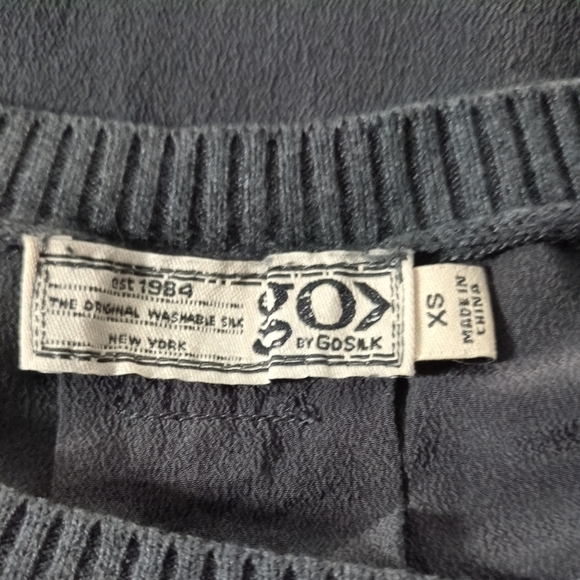 Go By Go Silk Black Mix Mixed Media Pullover Sz XS Silk, Cotton Cashmere Blend - Picture 5 of 7